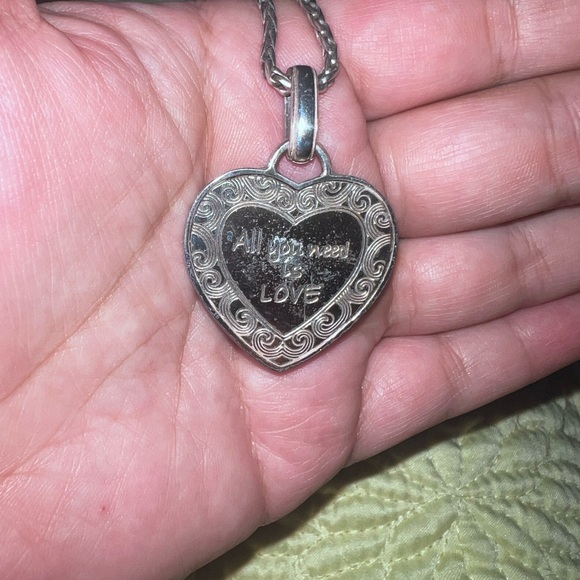 Brighton Silver Plate All You Need Is Love Rhinestone Heart necklace - Picture 5 of 5